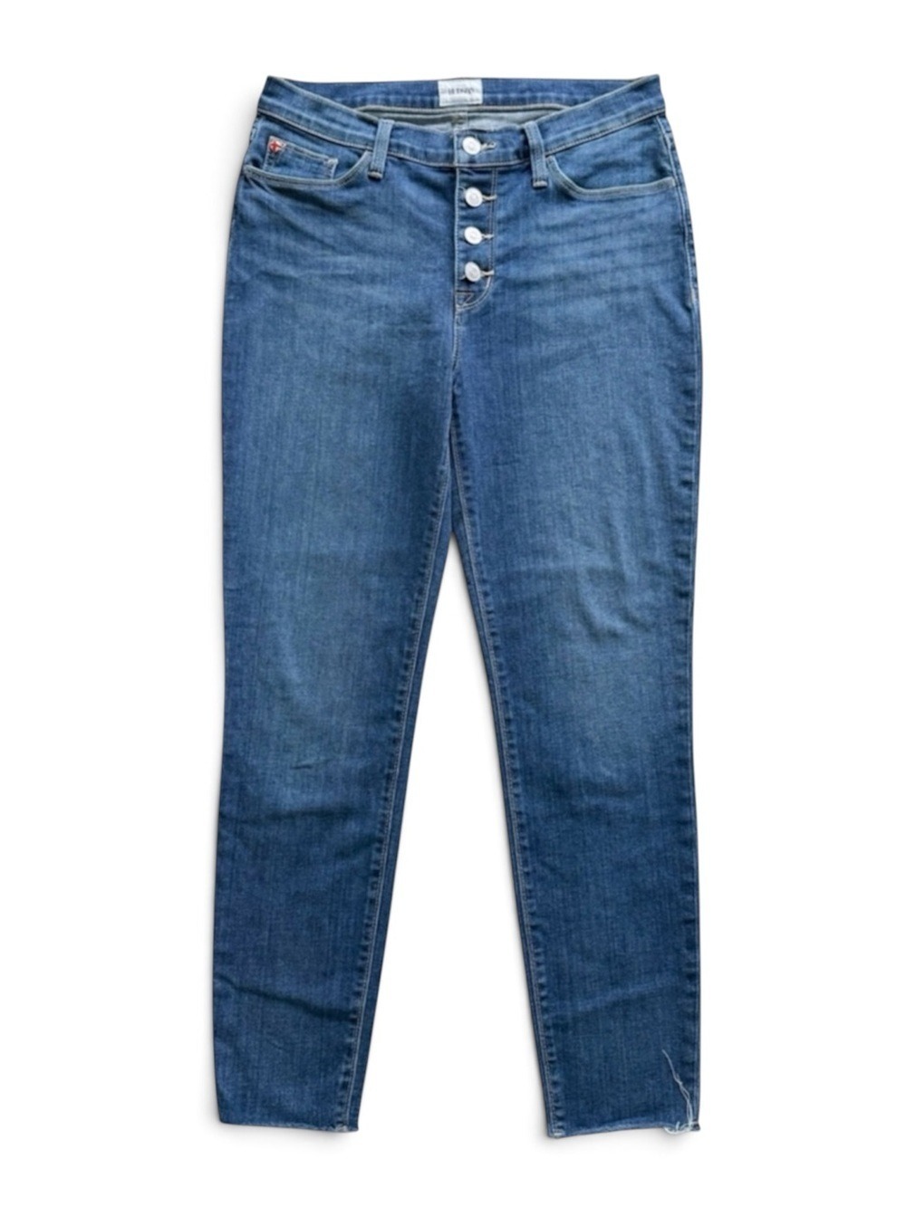Hudson Natalie High‑Rise Ankle Jeans Raw Hem Medium Wash Size 28